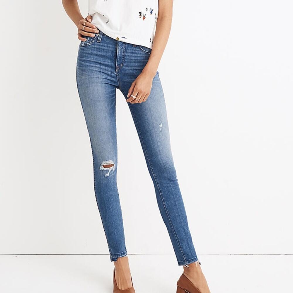 Madewell 10" High-Rise Skinny Jeans Drop Step-Hem Edition Size 24